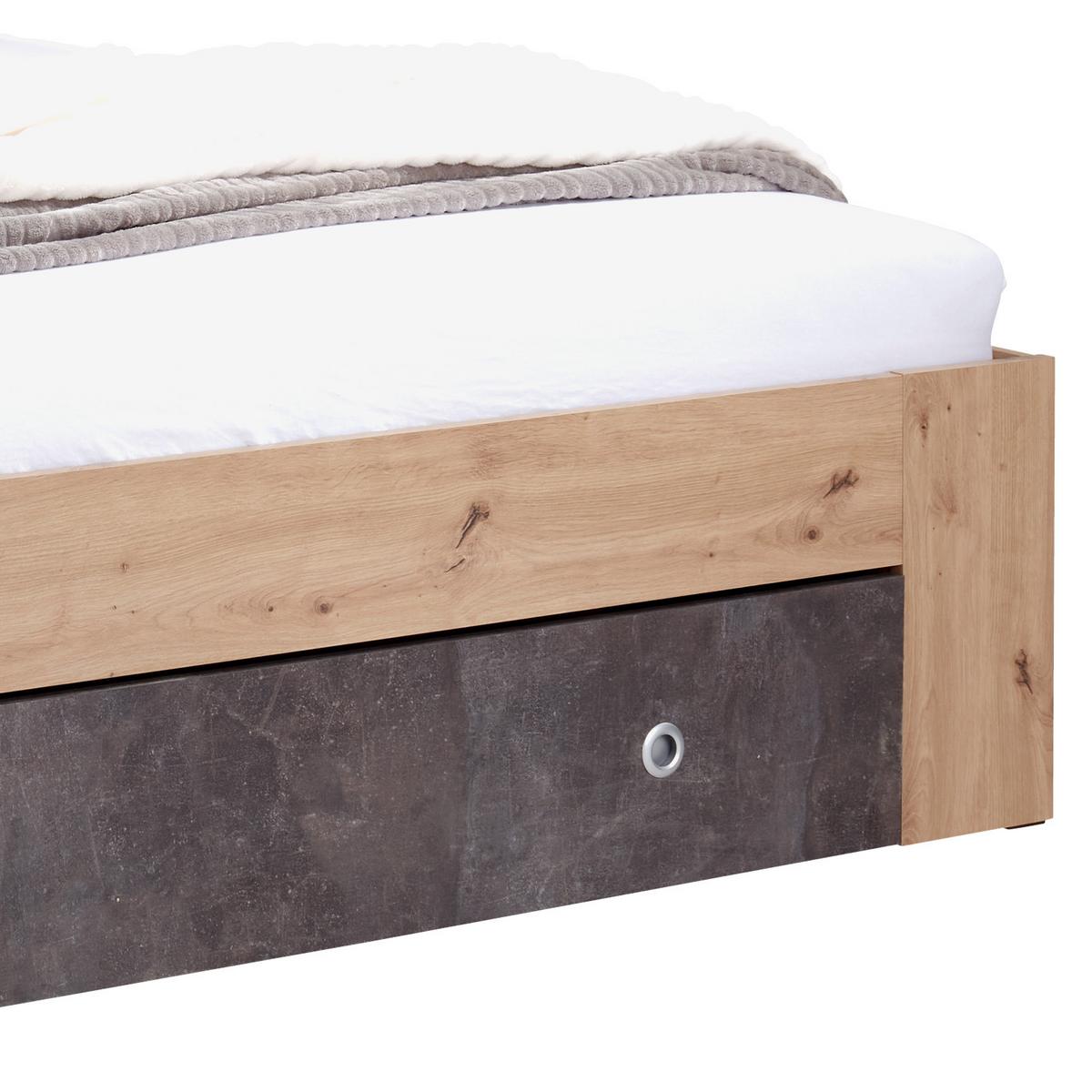 Postel s úložným prostorem Azurro 180x200, tmavě šedá/dub - barvy dubu/tmavě šedá, Moderní, kompozitní dřevo (180/200cm)