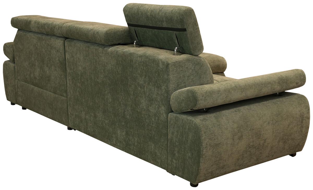 Rohová sedačka VEGAS, pravá, lesní zelená žinylka - černá/lesní zelená, Design, dřevo/textil (294/173cm)