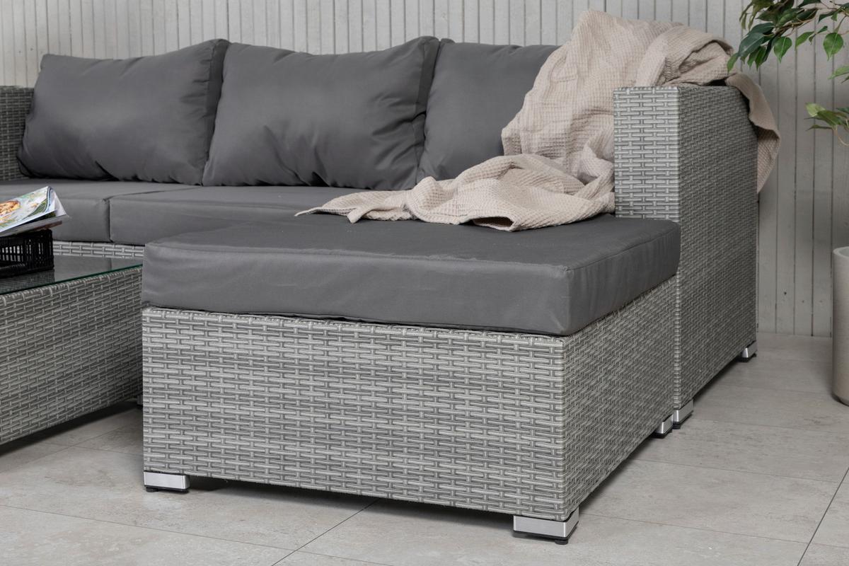 Loungegarnitur 2-Tlg Rotterdam Metall/Kunststoff/Glas +kissen - Grau, KONVENTIONELL, Glas/Kunststoff - Gardenson