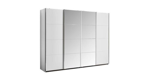 Schwebetürenschrank M. Spiegel 271cm Bensheim, Weiß - Klar/Eichefarben, MODERN, Holzwerkstoff (271/211/62cm) - James Wood