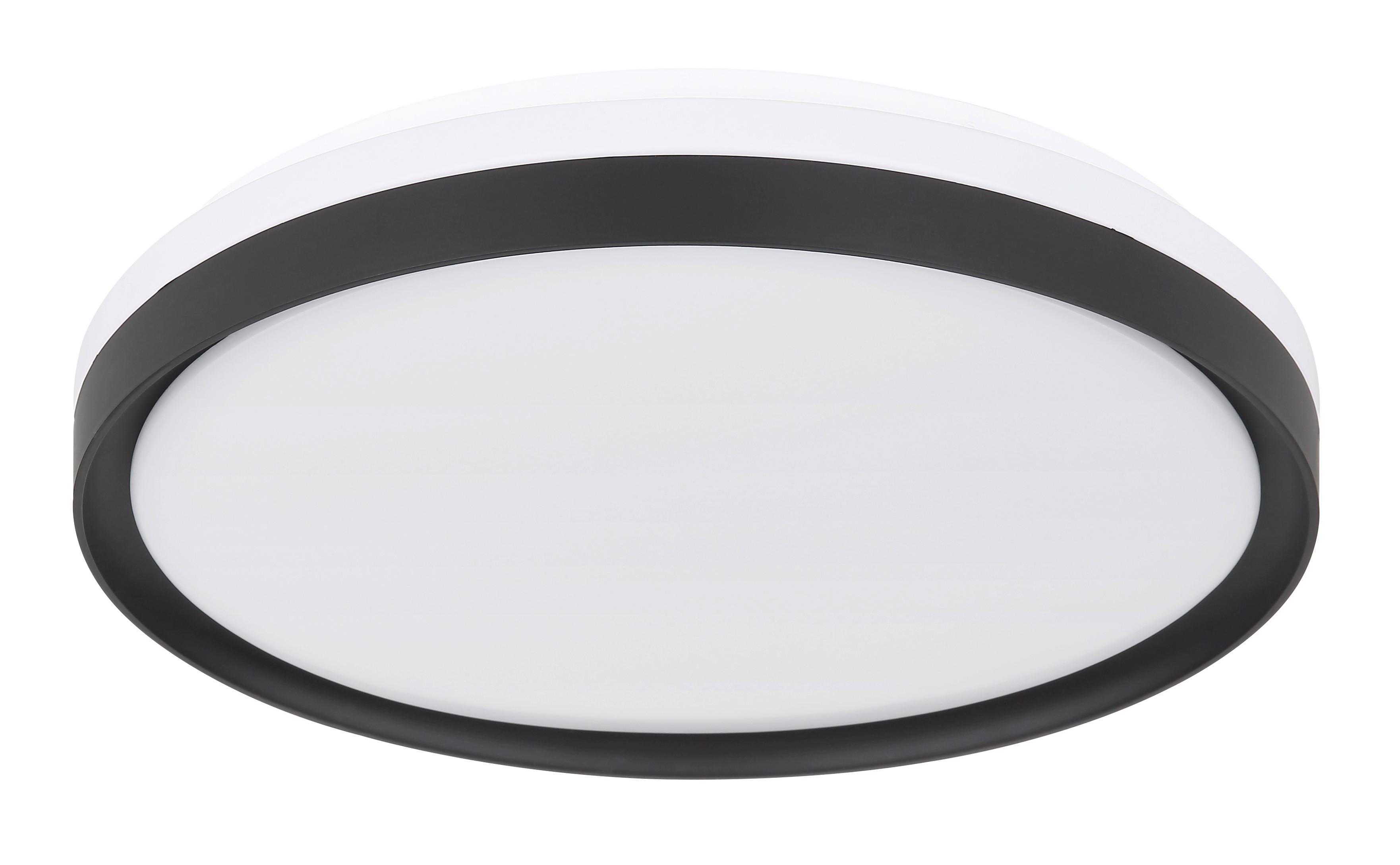 Led-deckenleuchte Ø 39 Cm Mit Farbtemperaturwechsler - Opal/Schwarz, Design, Kunststoff/Metall (39/8cm) - Globo