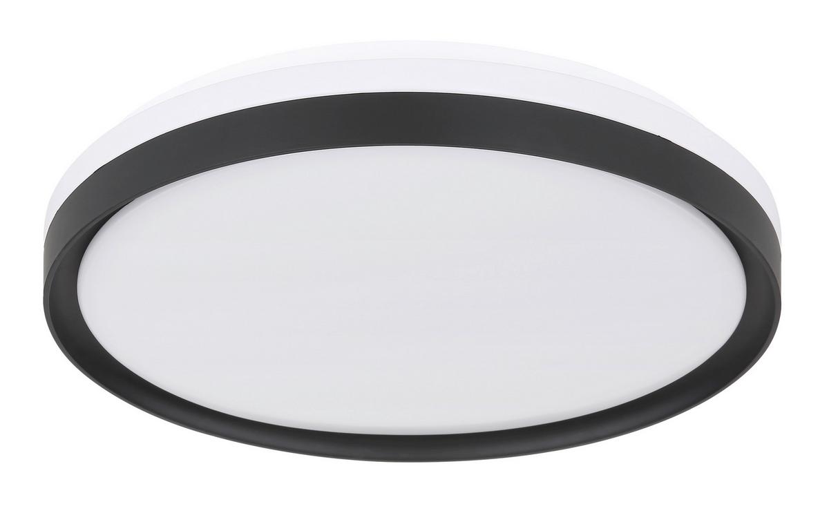 Led-deckenleuchte Ø 39 Cm Mit Farbtemperaturwechsler - Opal/Schwarz, Design, Kunststoff/Metall (39/8cm) - Globo