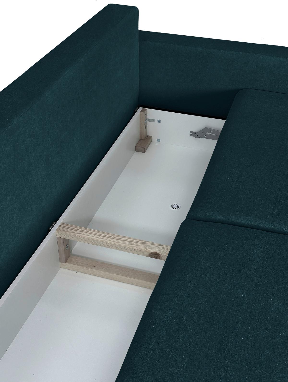 Schlafsofa Mit Bettkasten Torenta Blau B: 220 Cm - Blau/Schwarz, Design, Textil (220/96/98cm) - MID.YOU