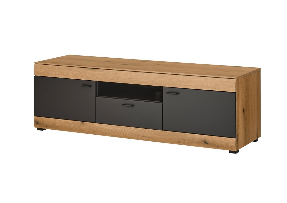 Lowboard Soleto Graphit-/Eichefarben B: 150cm - Eichefarben/Schwarz, Design, Holzwerkstoff (150/48/45cm) - MID.YOU