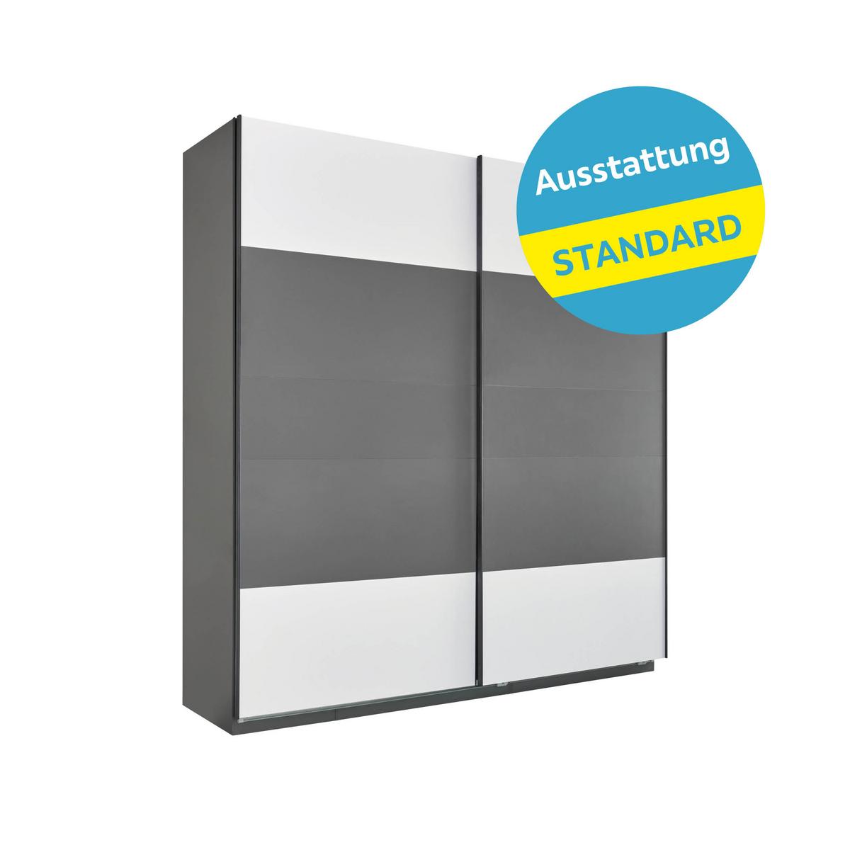 Schwebetürenschrank B: 227,8cm Ondega Anthrazit/Weiß - Anthrazit/Weiß, KONVENTIONELL, Holzwerkstoff (227,8/242,2/61cm) - Ondega