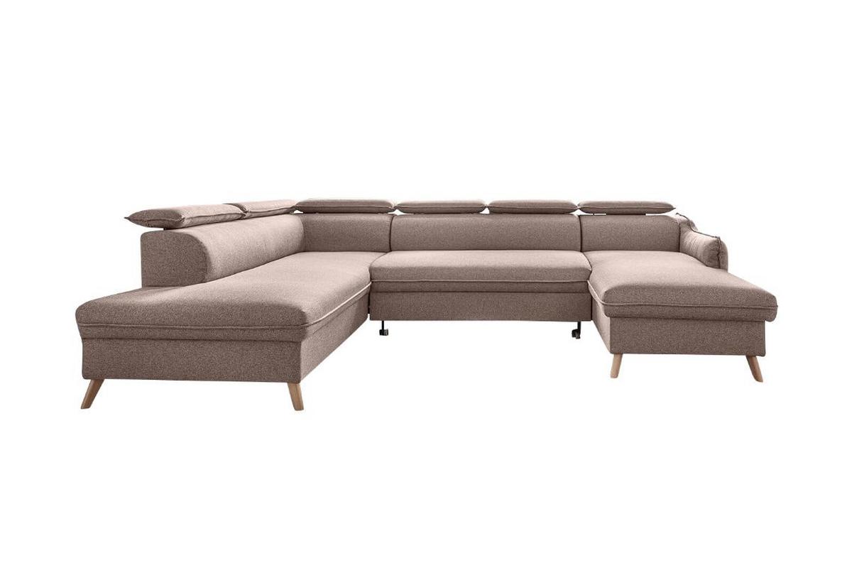 Rozkládací sedačka Simone, levé provedení - béžová, Moderní, dřevo/textil (321/82/95/208cm)