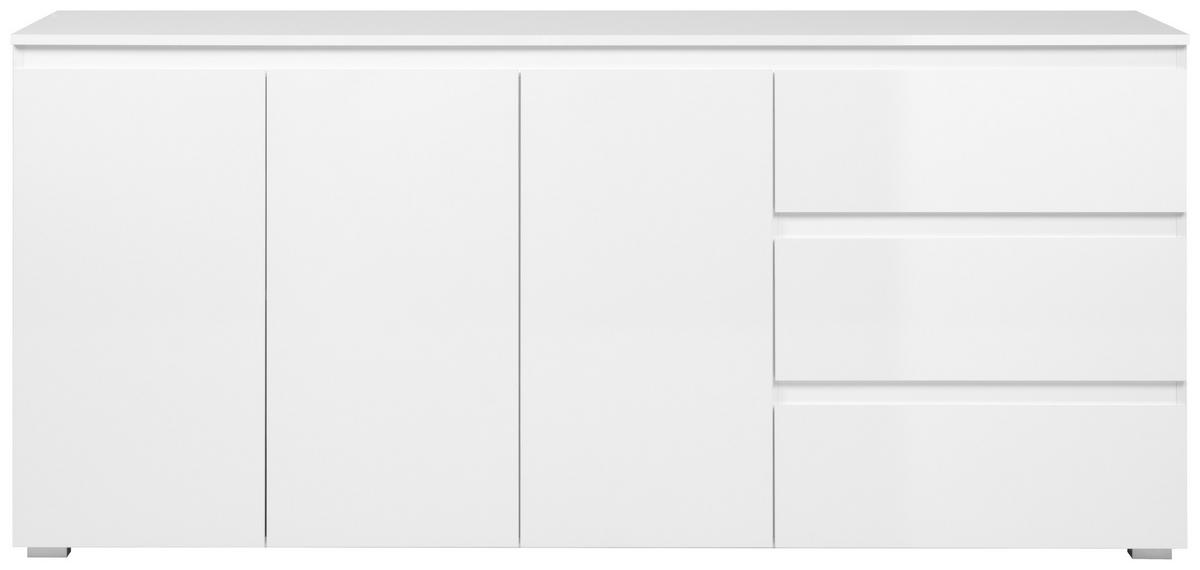 Sideboard Capetown Weiß HG B: 179 cm - Weiß Hochglanz/Silberfarben, Trend, Holzwerkstoff (179/80,5/40cm)
