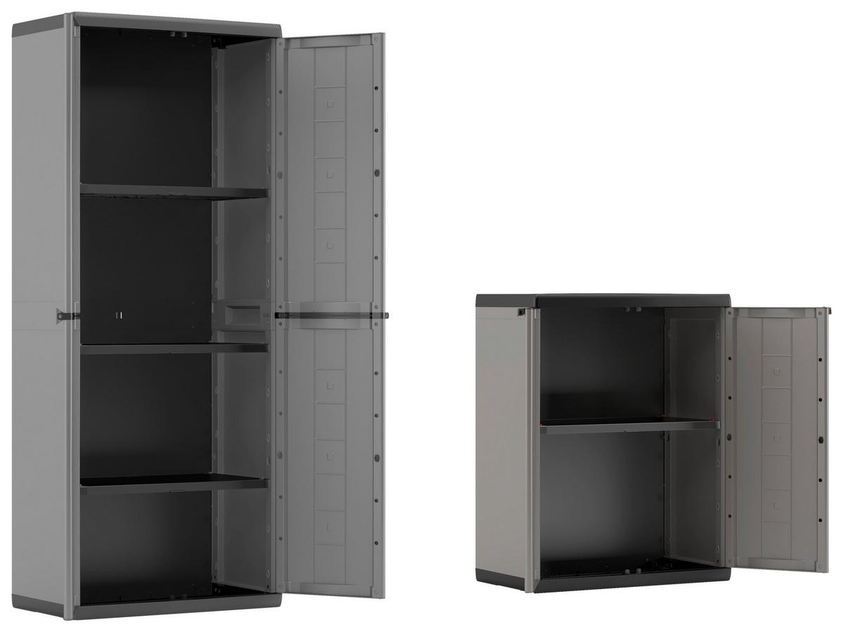 Mehrzweckschrank E-com Jolly Anthrazit/grau 136x166 Cm - Anthrazit/Grau, Design, Kunststoff (136/166/39cm) - Keter