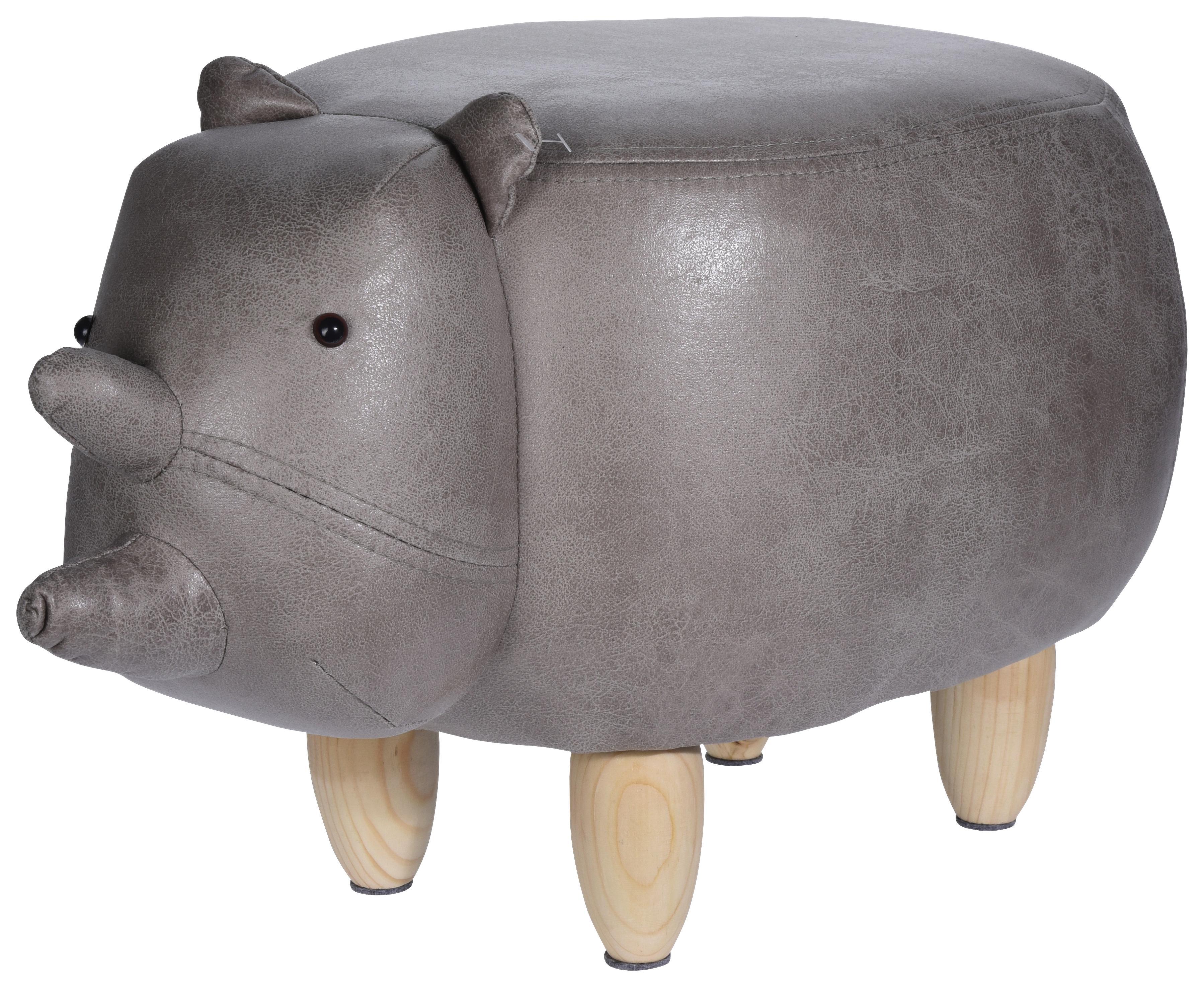 Tier Hocker Rhino - Naturfarben/Kieferfarben, Design, Holz/Textil (64/36/35cm)