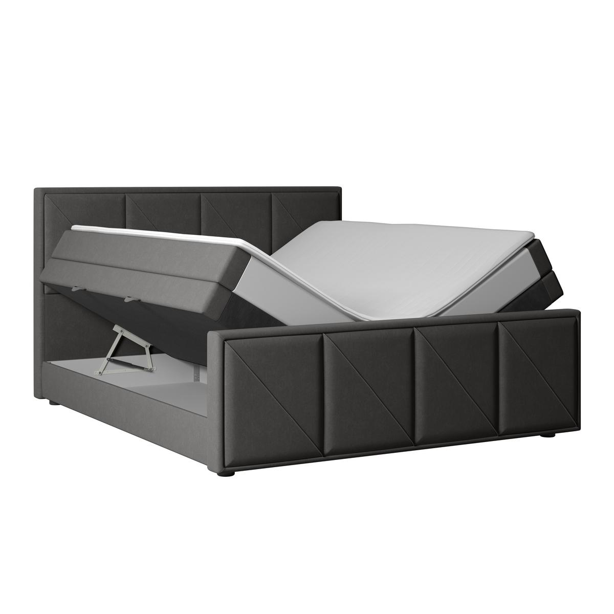 Boxspringbett Mit Bettkasten Oslo 180x200 Cm Anthrazit - Anthrazit/Schwarz, MODERN, Karton/Holzwerkstoff (180/200cm) - MID.YOU