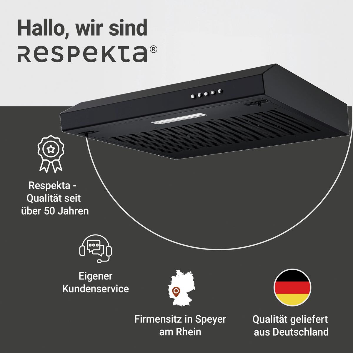 DUNSTABZUGSHAUBE Schwarz B: 60cm - Schwarz, Trend, Metall (60/8/46,5cm) - Respekta