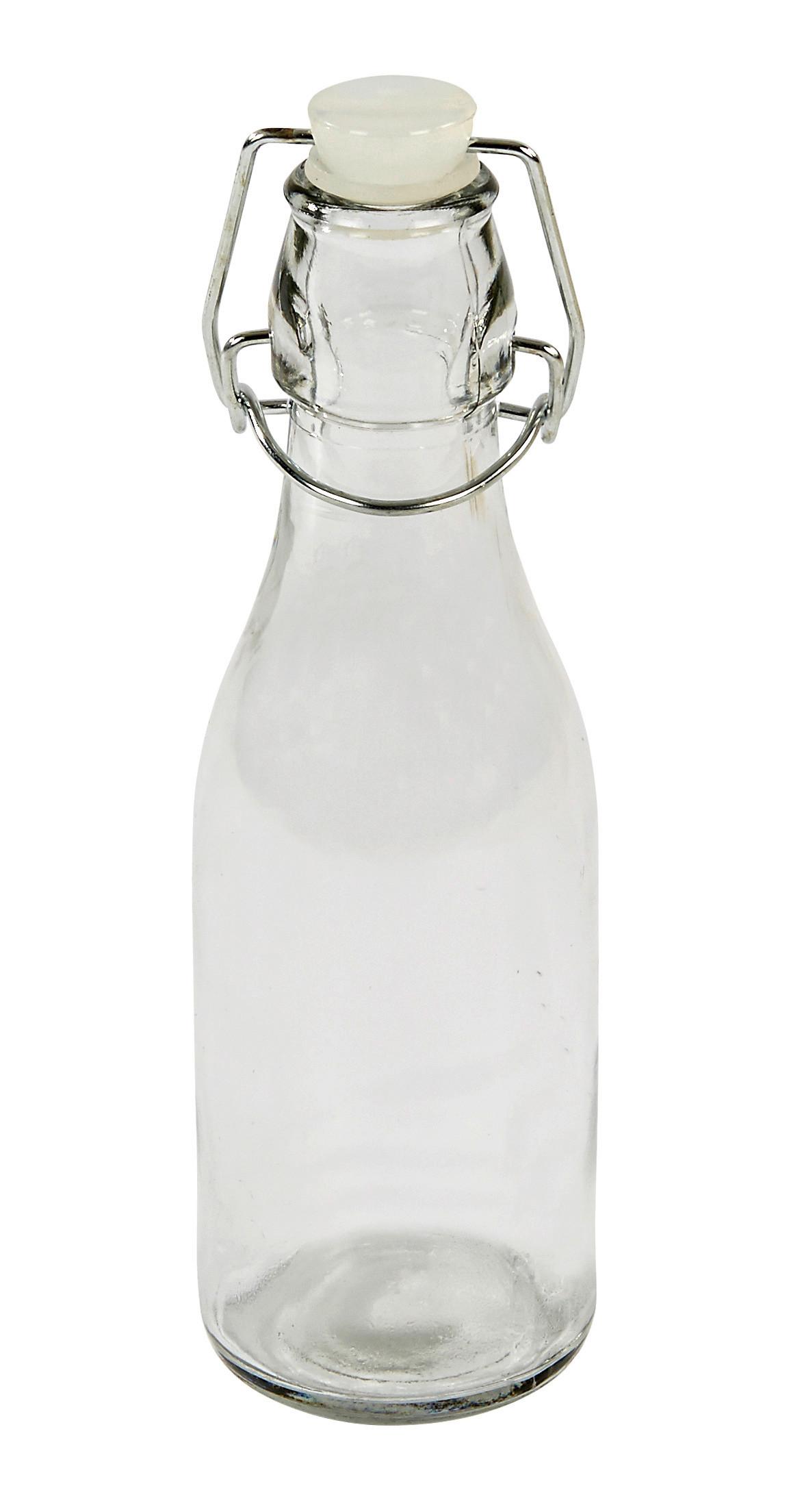 Bügelflasche Irinai ca. 250 ml, H: ca. 20 cm - Klar, KONVENTIONELL, Glas/Metall (6/20cm) - Luca Bessoni