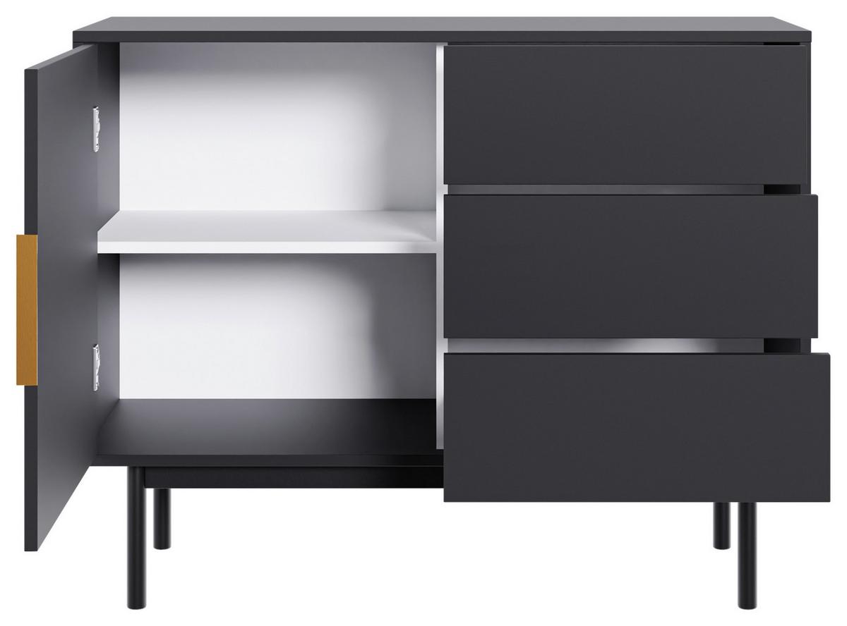 Komoda AVIV - černá/barvy zlata, Design, kov/kompozitní dřevo (104/82/39cm) - MID.YOU