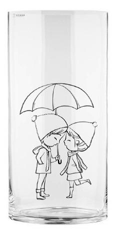 Vase Valentin Zylindrisch Glas Klar/Schwarz H: 20 cm