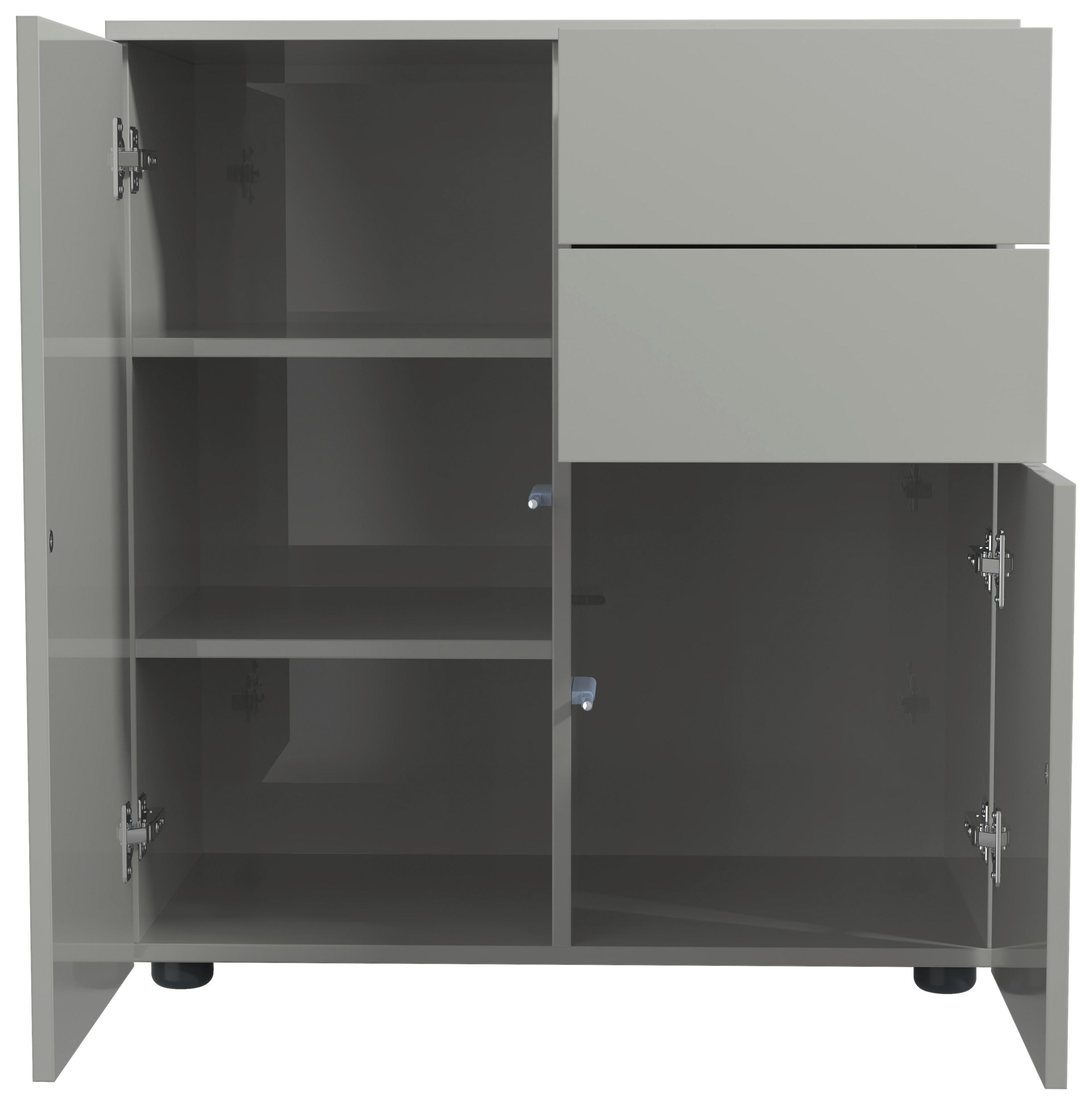 Kommode Dalosa Grau B: 70 cm - Schwarz/Grau, Design, Holzwerkstoff (70/77/39cm) - MID.YOU