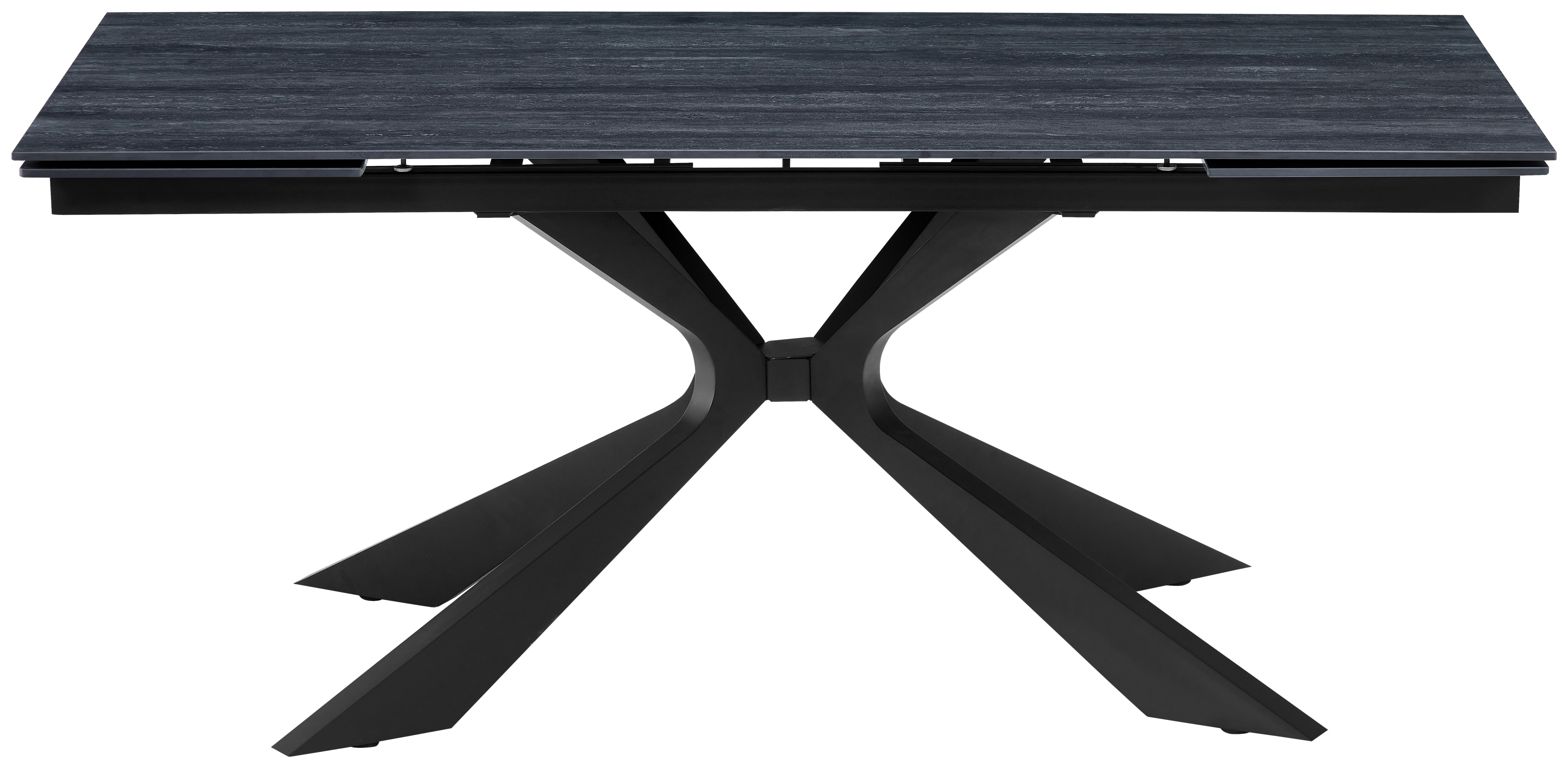 Esstisch Hamar Schwarz L: 180-220 cm - Schwarz, MODERN, Stein/Metall (180/220/90/76cm) - P & B