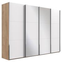 Schwebetürenschrank 350cm Level 36a, Weiß/Eiche - Eichefarben/Weiß, Basics, Glas/Holzwerkstoff (350/216/65cm) - MID.YOU
