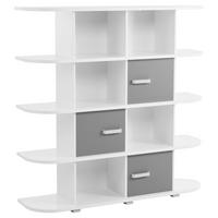 Regal Mit Schrankteilen Yoris B 141,6 Cm Weiß/grau - Weiß/Grau, Design, Holzwerkstoff (141,6/141/38cm) - MID.YOU