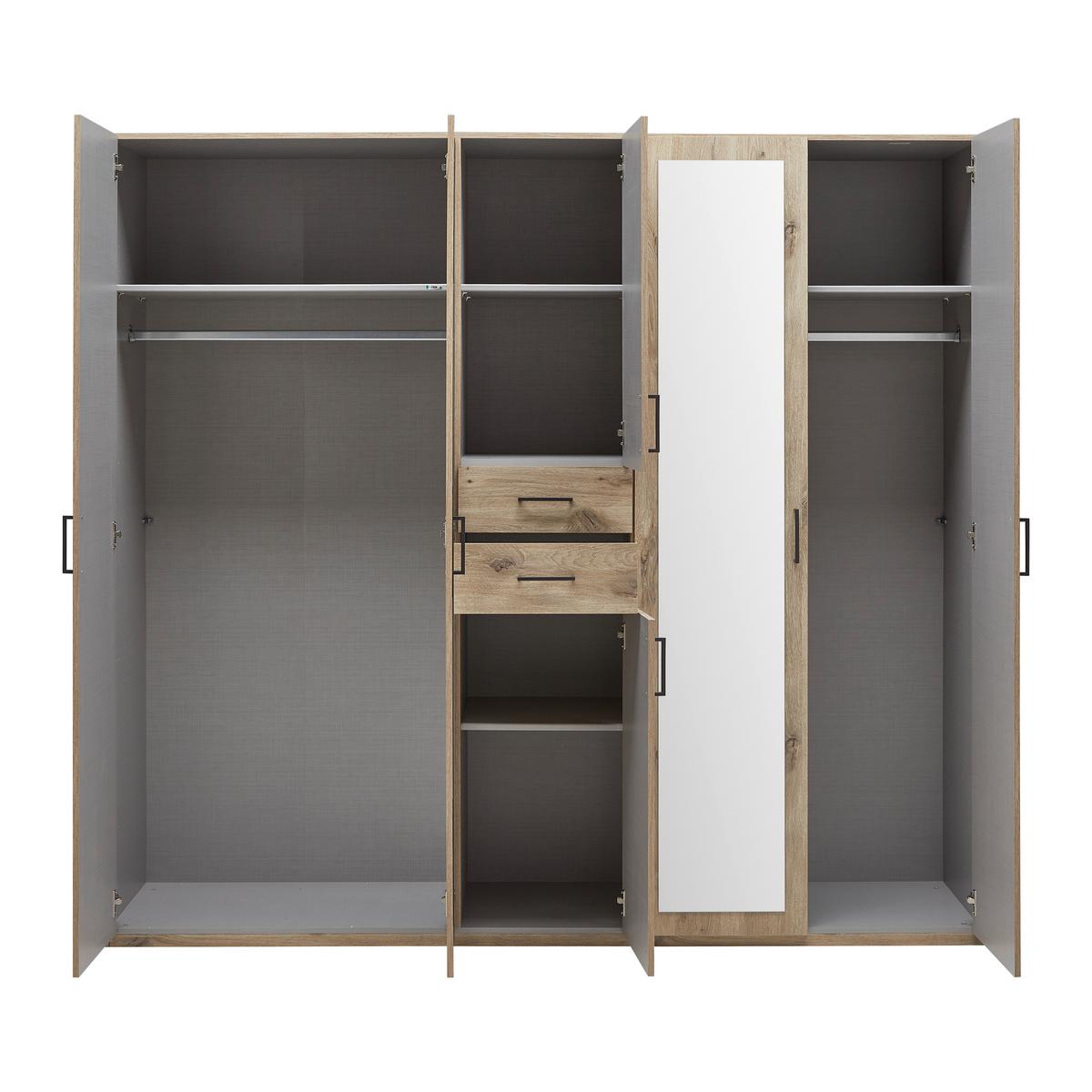Skriňa s otočnými dverami DILLINGEN - čierna/farba duba, Konventionell, kompozitné drevo/plast (225/208/58cm) - Mömax