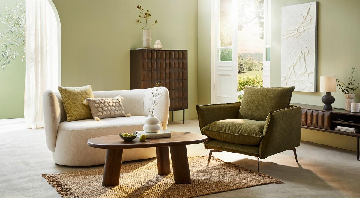Sessel Skye Olivgrün B: 96 Cm - Schwarz/Olivgrün, Design, Textil (96/84/100cm) - Livetastic