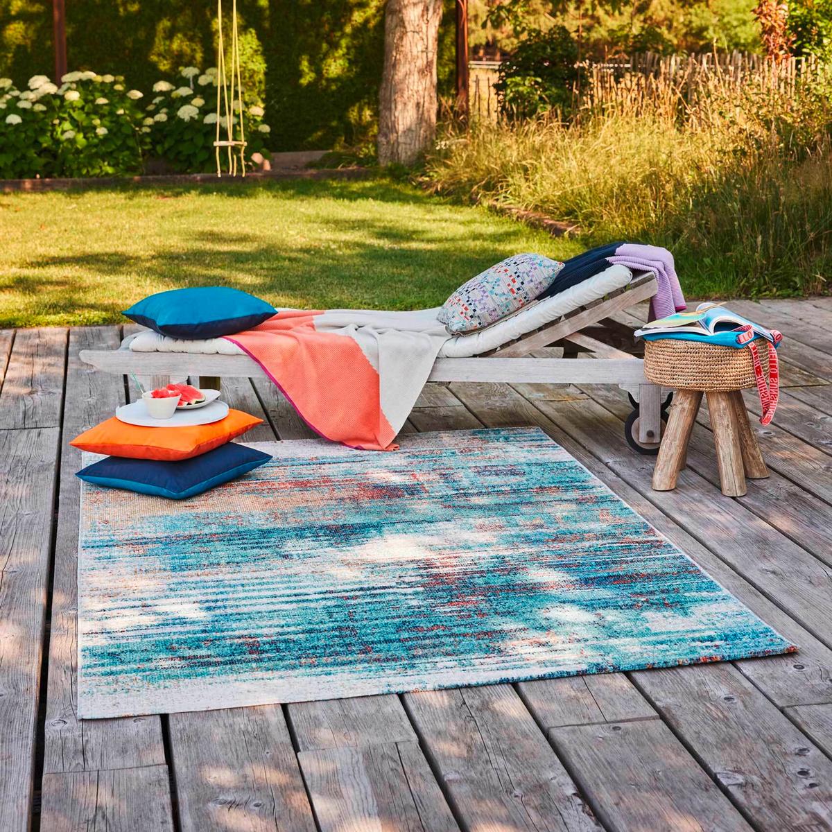 Outdoorteppich Multicolor, Bxl: Ca. 200x290cm - Türkis/Creme, Design, Textil (200/290cm) - Esprit