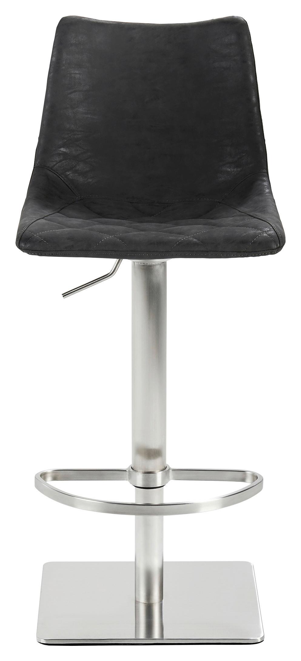 Barhocker höhenverstellbar und drehbar My Tobi Schwarz - Edelstahlfarben/Schwarz, KONVENTIONELL, Holz/Textil (43/85-110/50cm) - Livetastic