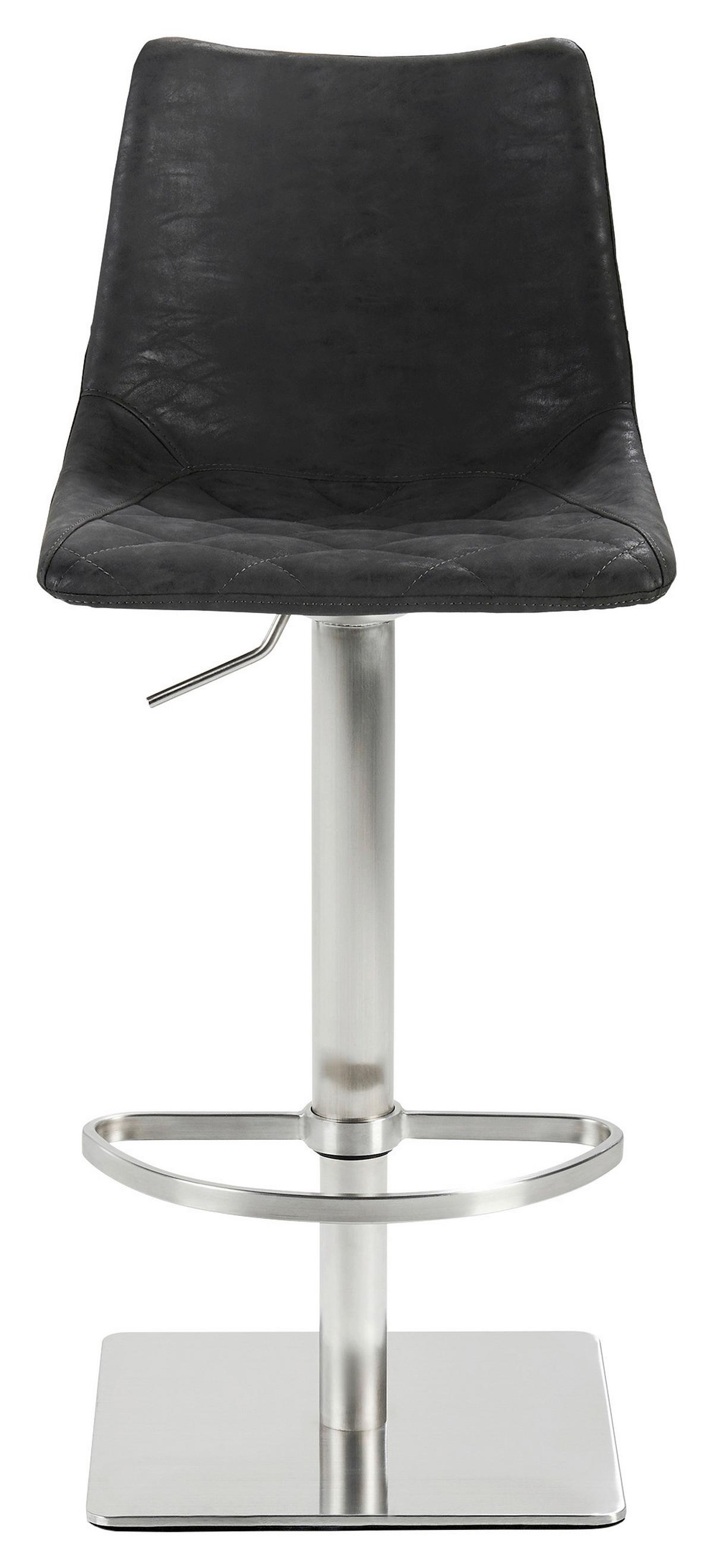 Barhocker Höhenverstellbar Und Drehbar My Tobi Schwarz - Edelstahlfarben/Schwarz, KONVENTIONELL, Holz/Textil (43/85-110/50cm) - Livetastic