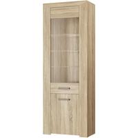 Vitrine Lorenzo Sonoma Eiche B: 69,6 Cm - Schwarz/Sonoma Eiche, Glas/Holzwerkstoff (69,6/197,2/38cm) - MID.YOU