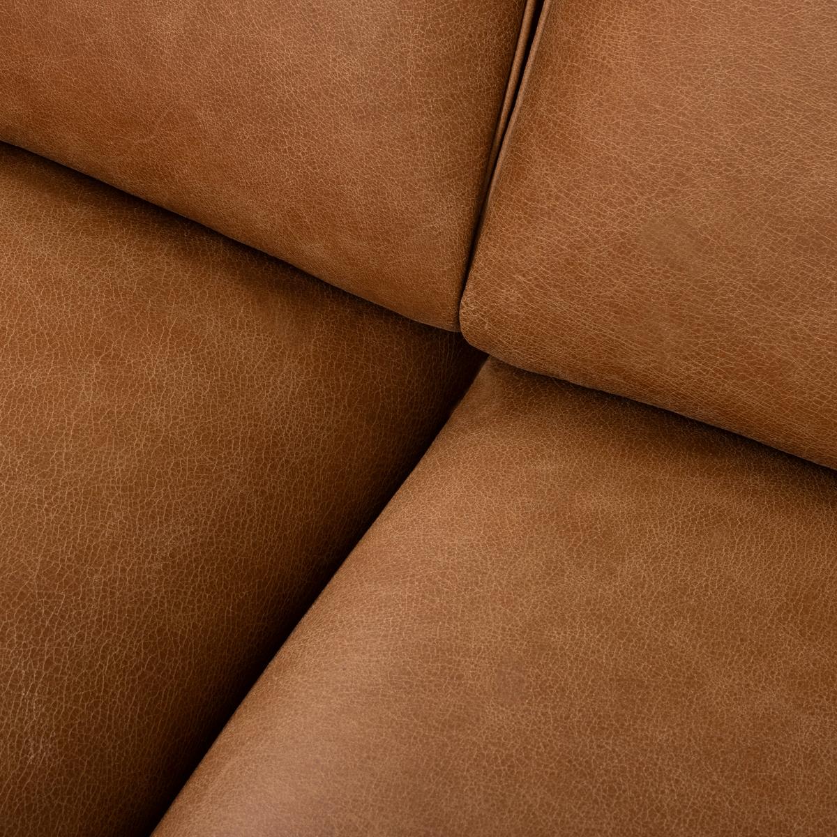 2-Sitzer-Sofa Spring, Cognac 157 cm - Cognac/Schwarzchrom, Design, Leder (157/85/92cm) - Livetastic