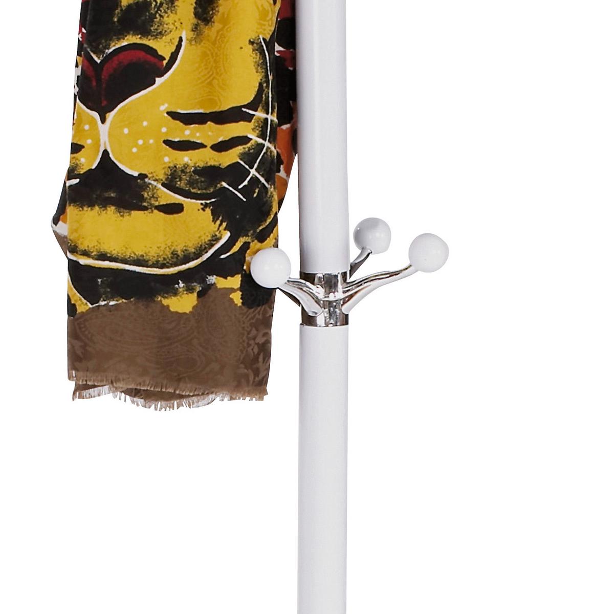 Kleiderständer Mecki Weiß Haken + Schirmhalter H: 176 Cm - Weiß, MODERN, Metall (38/176cm)