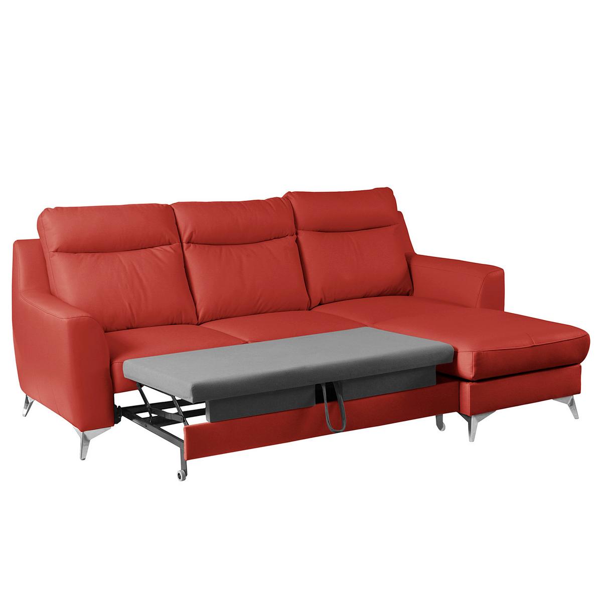 Ecksofa Gio Rot S: 168x236 Cm - Chromfarben/Rot, Design, Leder/Textil (168/236cm) - Livetastic
