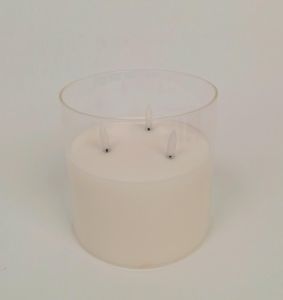 Led-kerze Ingrid - Klar/Weiß, Basics, Glas/Naturmaterialien (15/15cm) - James Wood