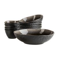 Schüsselset Niara Organic Steinzeug 9--Teilig. D: 10,5-26 cm - Dunkelbraun, Basics, Keramik - Mäser