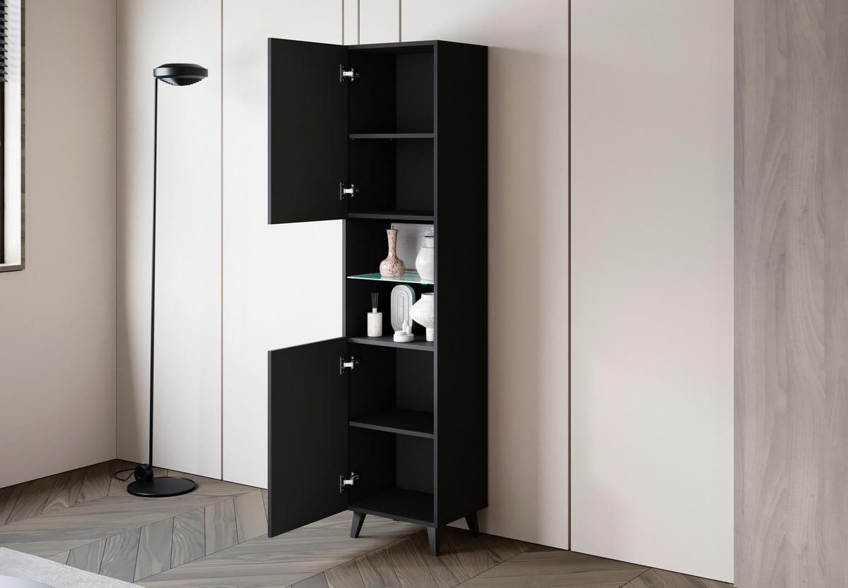 VITRÍNA PHUKET VITRINE 40 - čierna, Design, kompozitné drevo/plast (40/170/31,5cm) - P & B