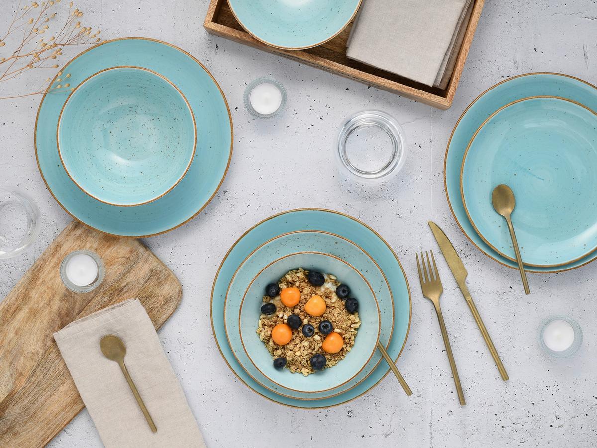 Tafelservice 24807 Vintage Nature Aqua - Weiß/Hellblau, Basics, Keramik - Creatable