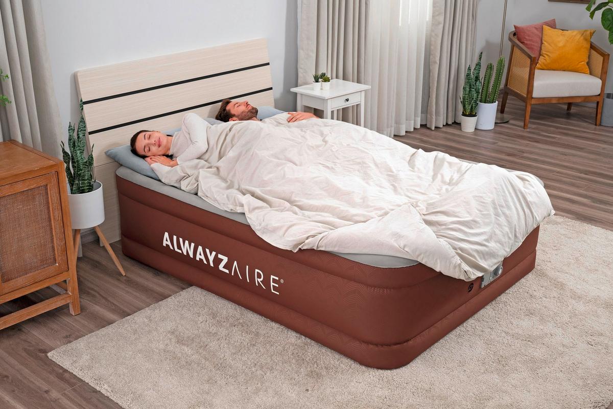 Luftbett Anastasia 203x152x51 Cm Bis 350kg, Inkl. Pumpe - Braun/Grau, KONVENTIONELL, Kunststoff/Metall (203/152/51cm) - Bestway