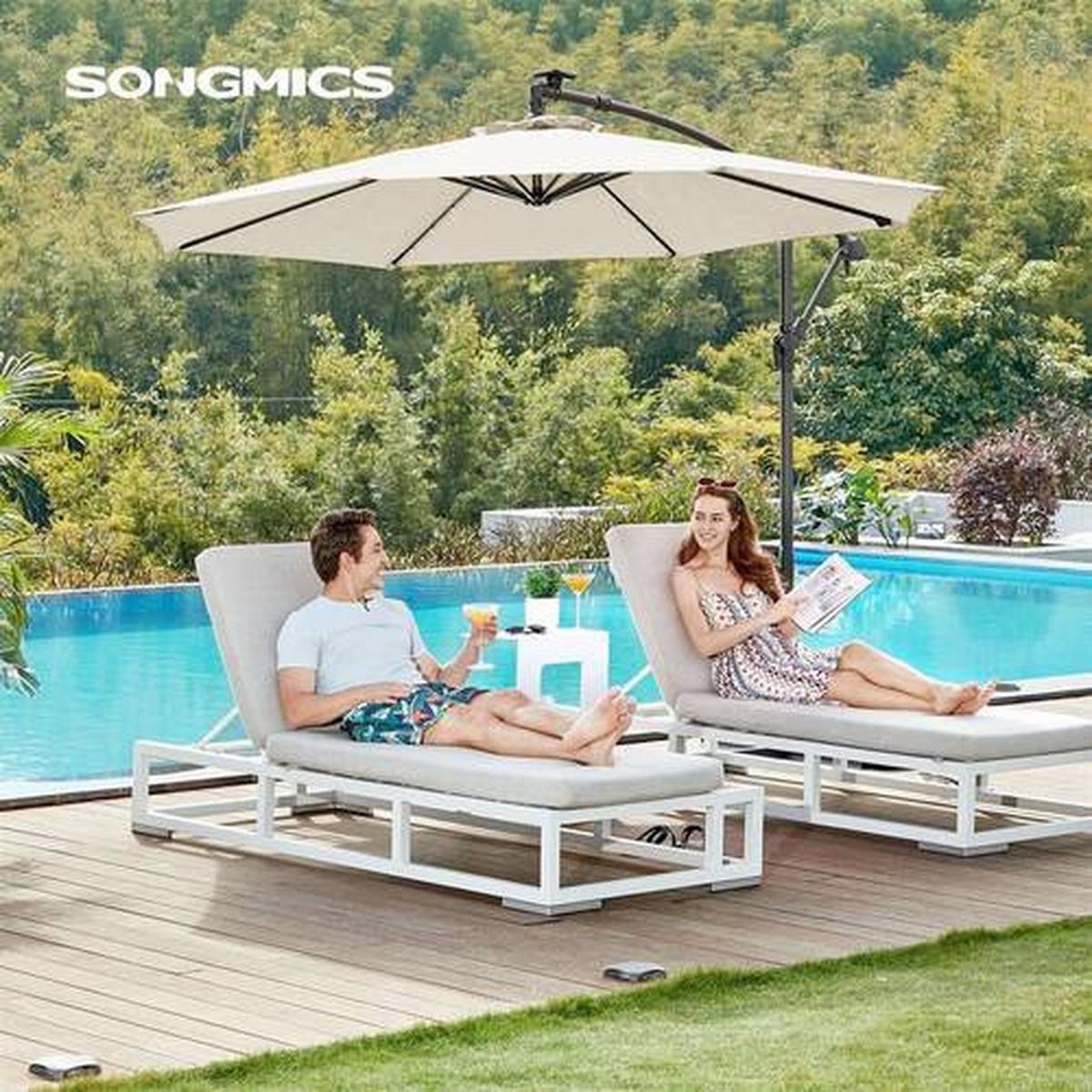 Led Sonnenschirm Beige Schwarz BxL: 300x300 cm - Beige/Schwarz, Basics, Textil/Metall (300/300cm) - Modante