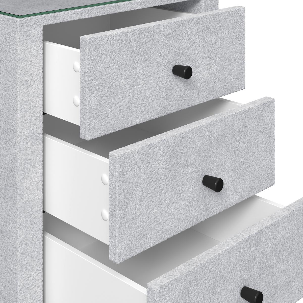 Nachtkästchen Elysia Hellgrau, B: 48cm - Hellgrau, Trend, Glas/Holz (48/68/45,5cm) - Luca Bessoni