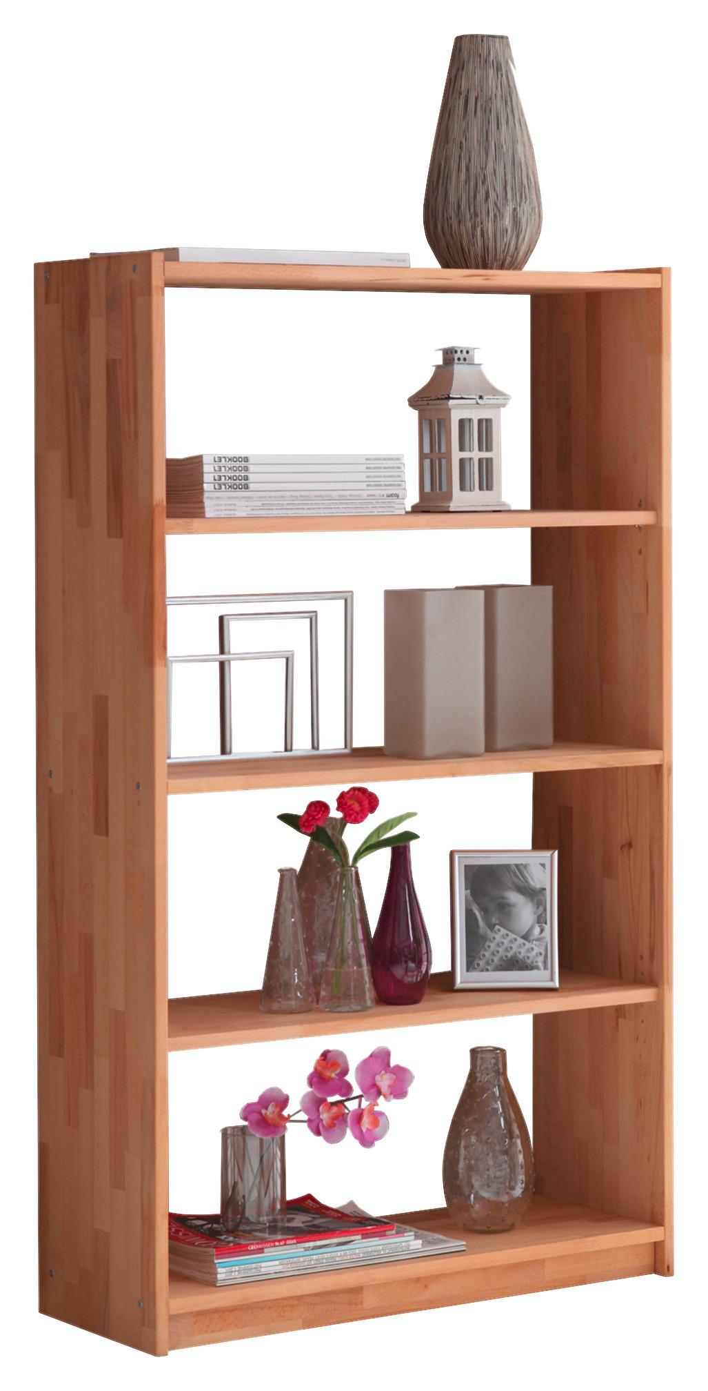 Regál z masivu Simon - buk v: 145cm - barvy buku, Basics, dřevo (80/145/31cm) - MID.YOU