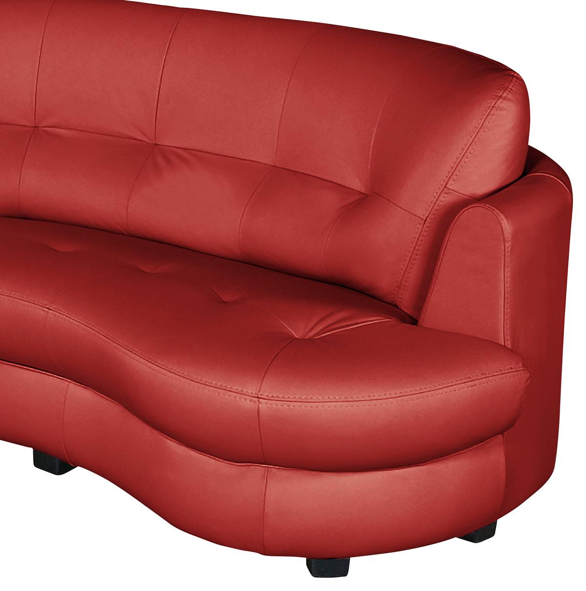 Ecksofa Bretania, Rot S: 113x300 - Rot/Schwarz, Design, Leder/Textil (113/300cm) - Livetastic