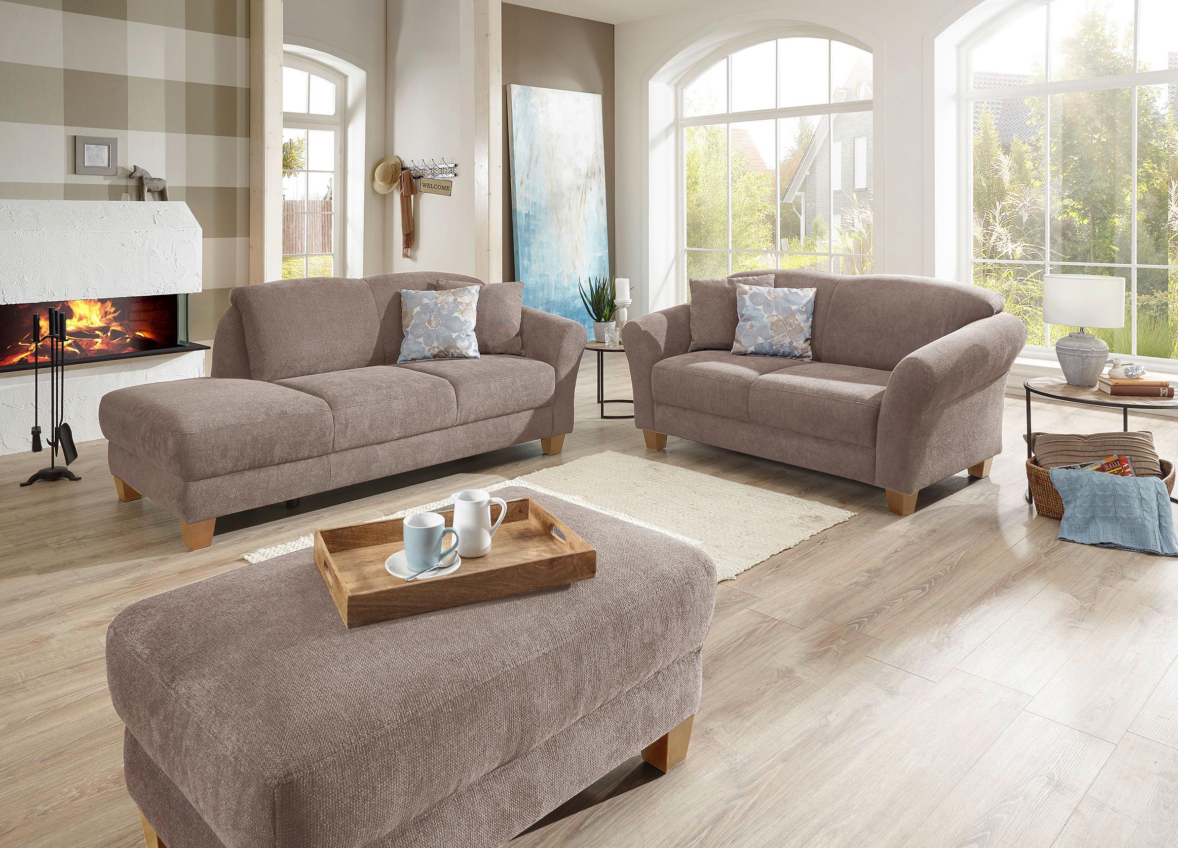 Hocker Gotland taupe, 101x45x66 cm - Taupe/Naturfarben, KONVENTIONELL, Textil (101/45/66cm) - Sit & More