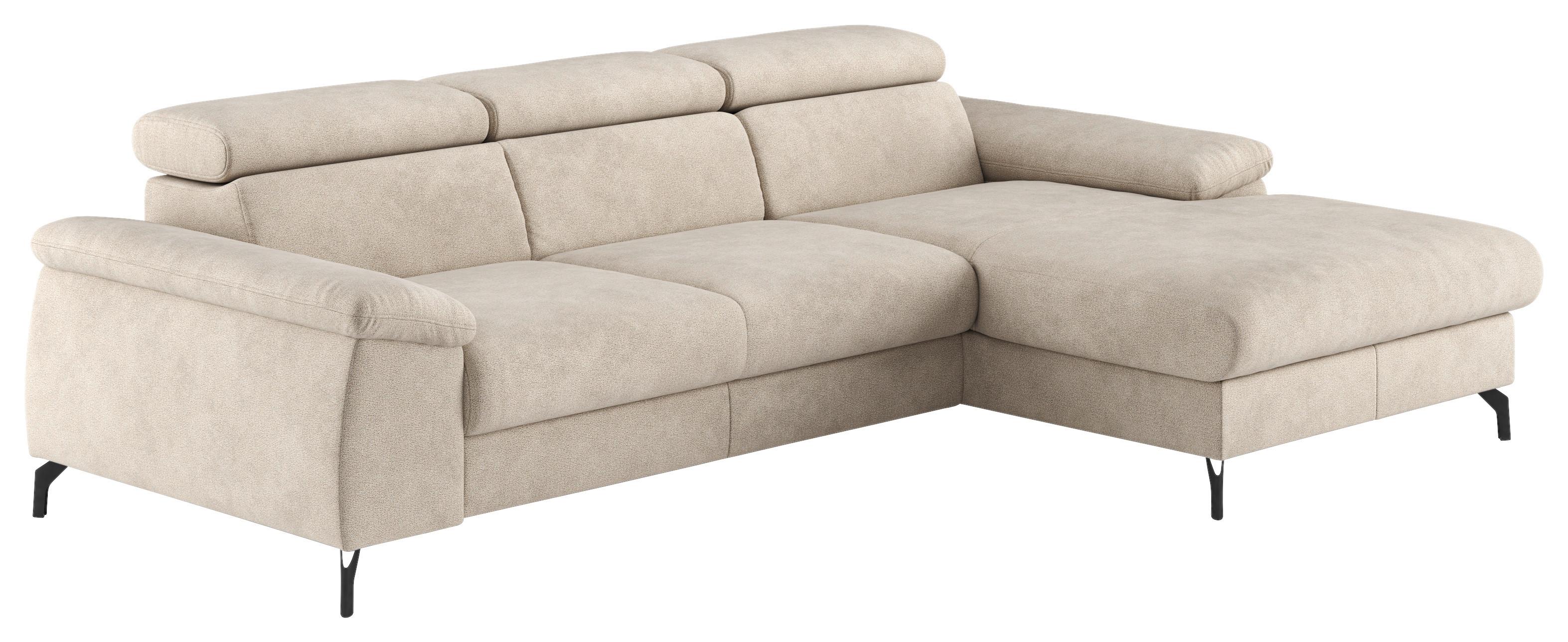 Ecksofa mit Schlaffunktion + Bettaksten Kitty 244x166 cm - Beige/Schwarz, Design, Textil (244/166cm) - Livetastic