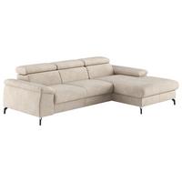 Ecksofa mit Schlaffunktion + Bettaksten Kitty 244x166 cm - Beige/Schwarz, Design, Textil (244/166cm) - Livetastic