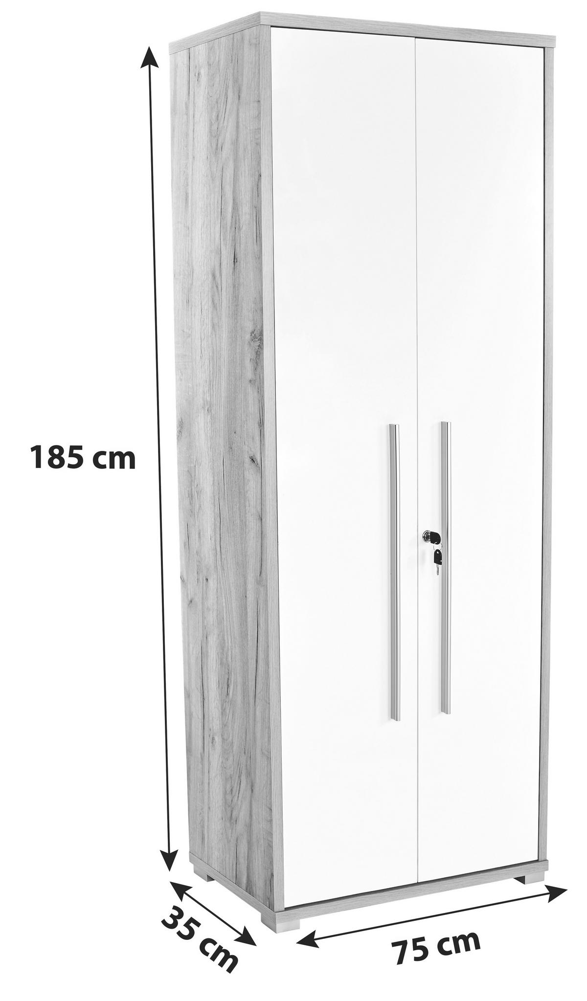 Aktaszekrény Profi - tölgyfa/fehér, Modern, faalapú anyag (75/185/35cm) - Ondega