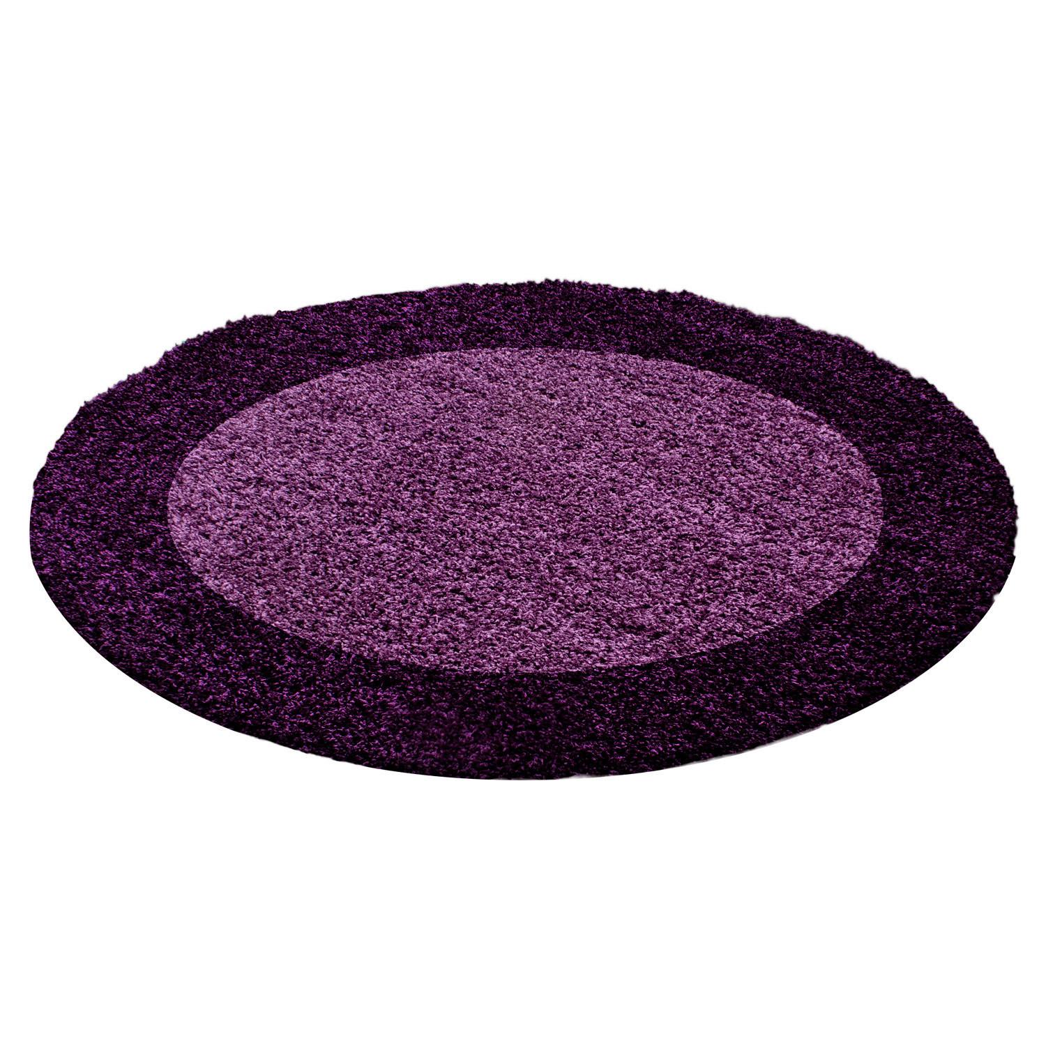 Hochflor Teppich Lila Life Rund Ø 120 cm