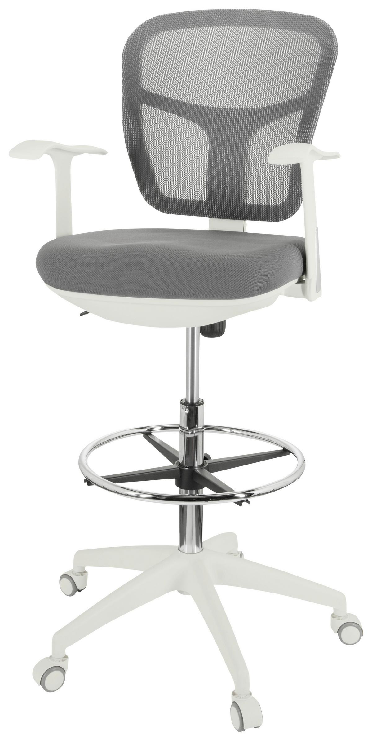 Bürostuhl Top Work 108 W Grau/weiß Bis 120 Kg - Weiß/Grau, Basics, Kunststoff/Textil (68/115/55cm) - MID.YOU