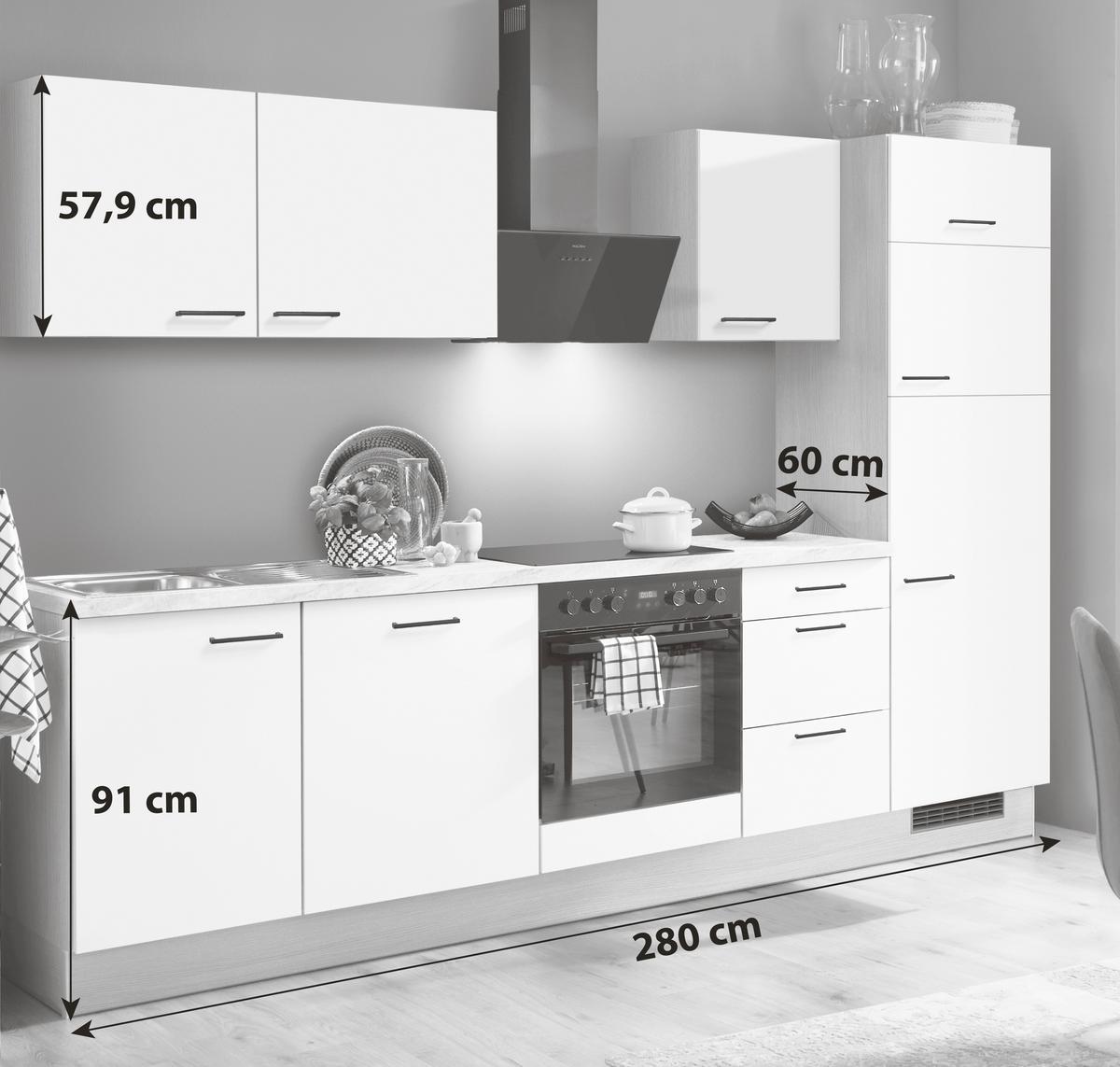 KÜCHENBLOCK IP1200 - Eichefarben/Weiß, Basics, Holzwerkstoff (280cm) - Impuls