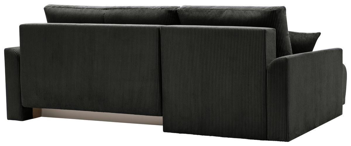 Rohová sedačka KIM L146, oboustranná, černý manšestr - černá, Moderní, dřevo (233/146cm)