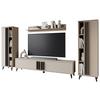 Wohnwand Helsinki 01 Beige/congo B: 270 Cm - Beige/Schwarz, Trend, Holzwerkstoff (270/140/33cm) - P & B