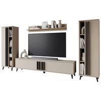 Wohnwand Helsinki 01 Beige/congo B: 270 Cm - Beige/Schwarz, Trend, Holzwerkstoff (270/140/33cm) - P & B